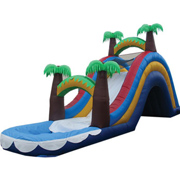 inflatable double splash water slide palm tree jungle